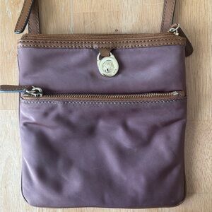 Michael Kors Mauve Brown Crossbody Bag with Gold Accent